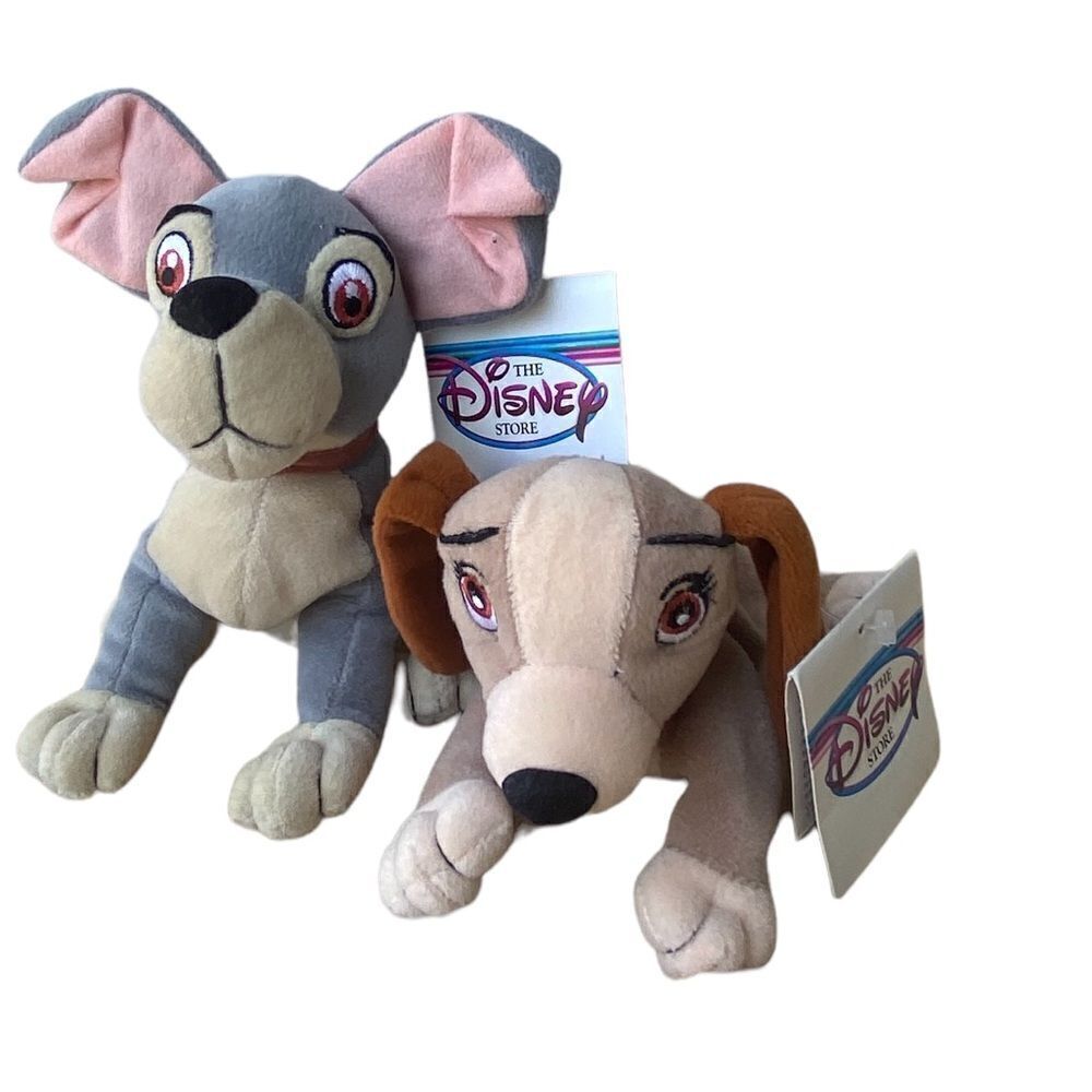 Disney Exclusive Classic Lady and The Tramp Plush Stuffed Mini Bean Bags NWT